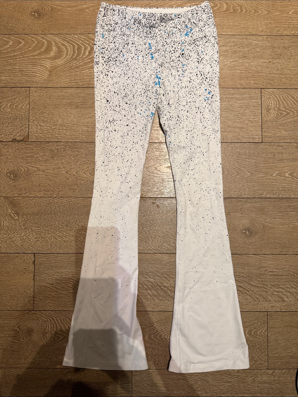 Splits59 White Flare Pants with Blue Speckle Detail
